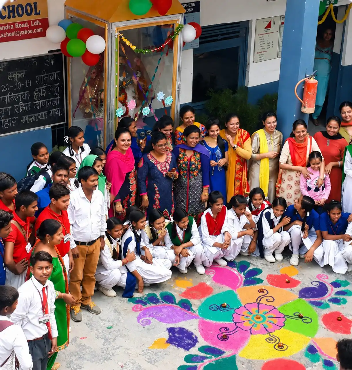 Students displaying their art and craft work